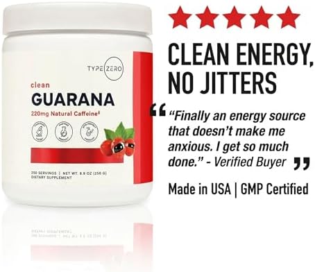 Mezcla de Bebida en Polvo Guaraná Type Zero Clean (250 Porciones, Sin Sabor) - 220 MG de Cafeína Natural por Porción, Sin OGM, Sin Gluten - imagen 4