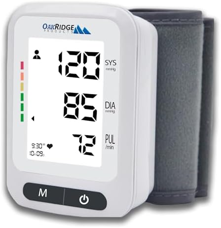 Monitor de Presión Arterial de Muñeca Oakridge, Pantalla LCD Grande Retroiluminada, Manguito Ajustable, Aviso de Voz, 240 Lecturas para 2 Usuarios, - imagen 1