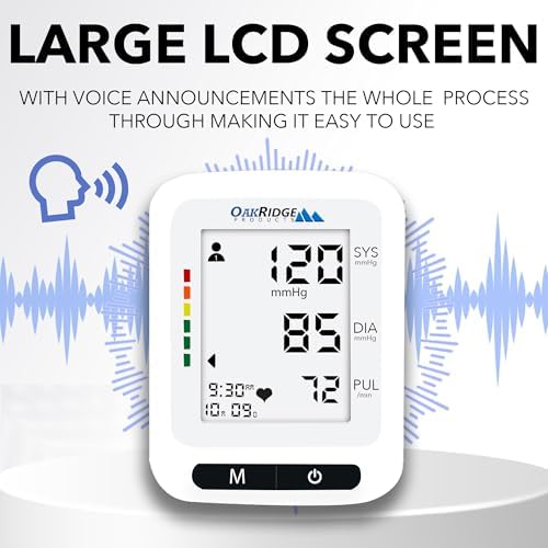 Monitor de Presión Arterial de Muñeca Oakridge, Pantalla LCD Grande Retroiluminada, Manguito Ajustable, Aviso de Voz, 240 Lecturas para 2 Usuarios, - imagen 4