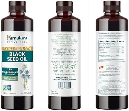Aceite de Semilla Negra Himalaya Extra Fuerte, Prensado en Frío y Sin Refinar, 1.5% Timoquinona (69 mg por Cucharada), 8 oz - imagen 7