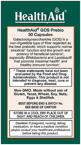 HealthAid GOSPrebio, Fibra Prebiótica, 30 Cápsulas, Ayuda a la Proliferación de Bacterias Beneficiosas en el Intestino, Galactooligosacáridos - imagen 2