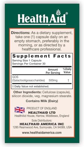 HealthAid GOSPrebio, Fibra Prebiótica, 30 Cápsulas, Ayuda a la Proliferación de Bacterias Beneficiosas en el Intestino, Galactooligosacáridos - imagen 3