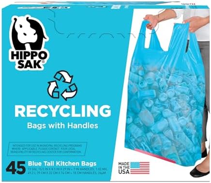Bolsas de Reciclaje Hippo Sak de 13 Galones en Color Azul con Asas - imagen 1