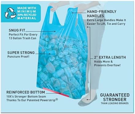 Bolsas de Reciclaje Hippo Sak de 13 Galones en Color Azul con Asas - imagen 2
