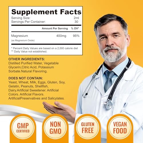 Magnesio Líquido Óxido 400mg en Gotas - Suplemento para Huesos, Músculos y Corazón, Alta Potencia, Fácil Absorción, 60ml - imagen 3