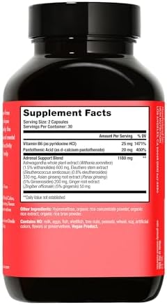 Suplemento HUM Uber Energy para el apoyo adrenal con raíz de ashwagandha, ginseng, vitaminas B y adaptógenos, 60 cápsulas veganas - imagen 2