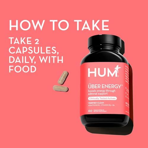 Suplemento HUM Uber Energy para el apoyo adrenal con raíz de ashwagandha, ginseng, vitaminas B y adaptógenos, 60 cápsulas veganas - imagen 5
