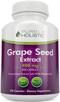 Extracto de Semilla de Uva Purely Holistic 400mg - 250 Cápsulas Veganas - Suministro para 8+ Meses - Estandarizado al 95% de Polifenoles - Máxima - imagen 1