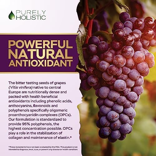 Extracto de Semilla de Uva Purely Holistic 400mg - 250 Cápsulas Veganas - Suministro para 8+ Meses - Estandarizado al 95% de Polifenoles - Máxima - imagen 2