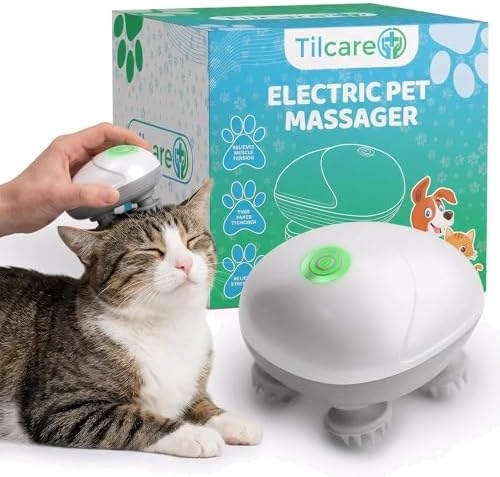Masajeador Eléctrico de Mano Tilcare para Perros y Gatos - Herramienta de Masaje para Aliviar Tensión y Rigidez con Cuatro Cabezas de Masaje Rotativas - imagen 1