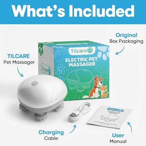 Masajeador Eléctrico de Mano Tilcare para Perros y Gatos - Herramienta de Masaje para Aliviar Tensión y Rigidez con Cuatro Cabezas de Masaje Rotativas - imagen 8