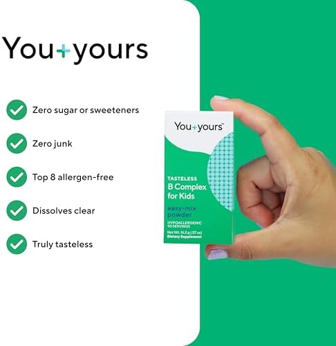 You+yours Polvo de Complejo B Sin Sabor para Niños - B1, B3, B5, B6, Metilfolato y Metil B12. Sin Endulzantes, Sabores, Colores ni Conservadores. - imagen 4
