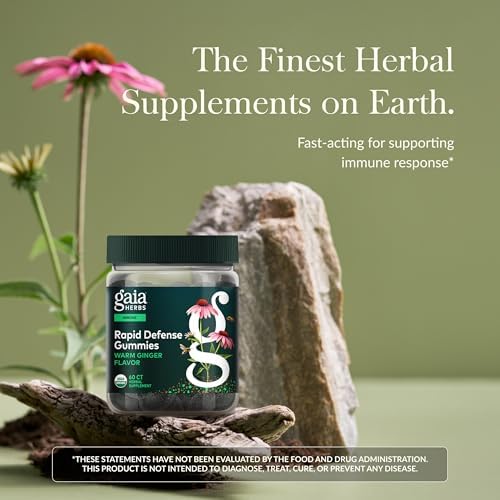 Gomitas Gaia Herbs Rapid Defense - Apoyo a la Salud Inmunológica* - con Propóleo, Jengibre y Equinácea - Orgánico USDA - 60 Gomitas Vegetarianas (30 - imagen 2