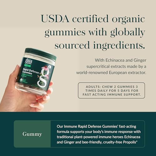 Gomitas Gaia Herbs Rapid Defense - Apoyo a la Salud Inmunológica* - con Propóleo, Jengibre y Equinácea - Orgánico USDA - 60 Gomitas Vegetarianas (30 - imagen 4