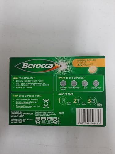 Tabletas efervescentes Berocca Energy de Vitaminas B y C sabor Mango y Naranja, 45 piezas - imagen 2