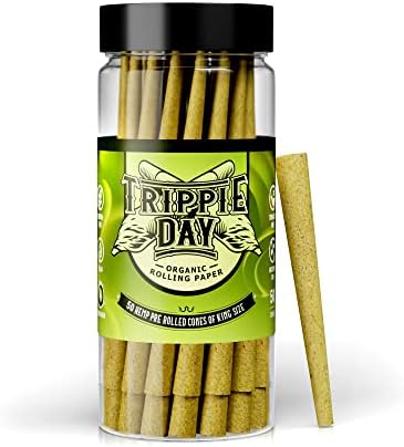 Conos de Cáñamo Prensados Trippie Day 50 Pre-Rolados | Incluye Palillos para Empacar | Tamaño King (109mm) - imagen 1