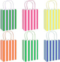 Whaline 24 Pzs Bolsas de Papel Coloridas con Asa, Bolsas de Regalo Rayadas y con Borde para Fiestas y Sorprenditas - imagen 1