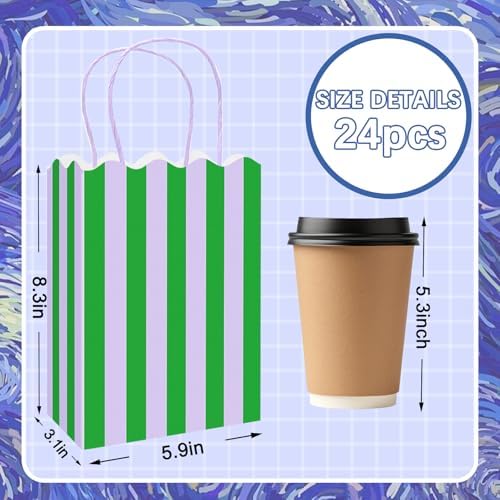 Whaline 24 Pzs Bolsas de Papel Coloridas con Asa, Bolsas de Regalo Rayadas y con Borde para Fiestas y Sorprenditas - imagen 2