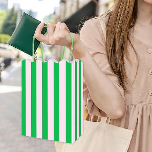 Whaline 24 Pzs Bolsas de Papel Coloridas con Asa, Bolsas de Regalo Rayadas y con Borde para Fiestas y Sorprenditas - imagen 6