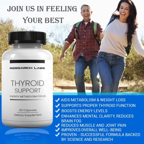Suplemento de Soporte para Tiroides + Yodo de Research Labs - Energía, Metabolismo, Enfoque (120 Cápsulas Totales) - Paquete de 2. Apoya Niveles - imagen 2