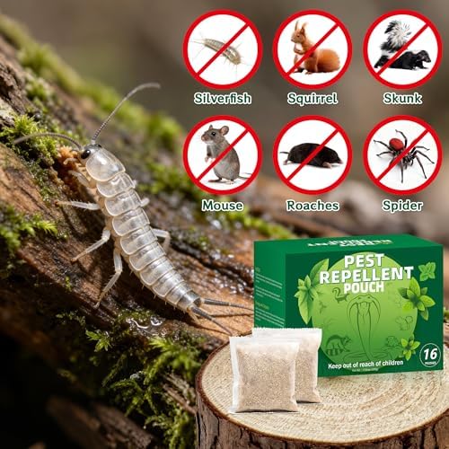 Paquete de 16 Bolsitas Repelentes de Pececillos de Plata - Poderosa Defensa Natural contra Plagas, Repelente Duradero para Insectos y Roedores, - imagen 3