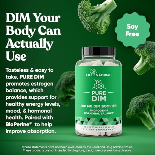 Suplemento DIM Puro 200 Mg para Mujeres y Hombres - Equilibrio Hormonal de Estrógeno, Energía, Estrés, Menopausia - 60 Cápsulas Veganas con BioPerine - imagen 3