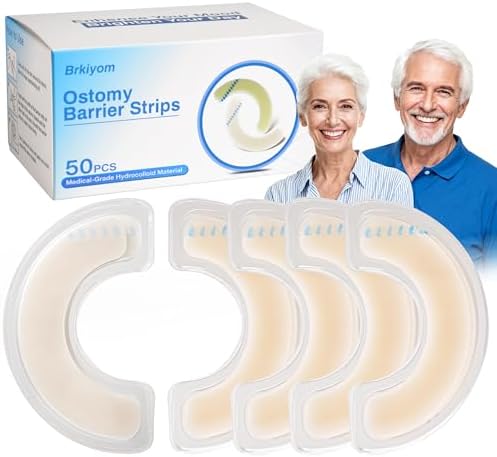 Brkiyom 50 Piezas de Tiras Elásticas para Barrera de Ostomía, Suministros Médicos Hidrocoloides para Bolsas de Colostomía, Sin Látex, Diseño Azul, - imagen 1