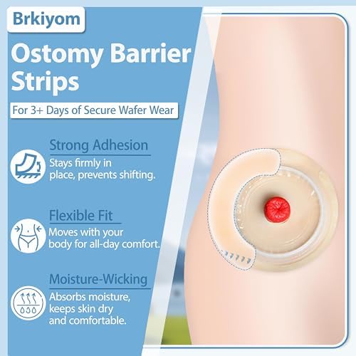 Brkiyom 50 Piezas de Tiras Elásticas para Barrera de Ostomía, Suministros Médicos Hidrocoloides para Bolsas de Colostomía, Sin Látex, Diseño Azul, - imagen 4