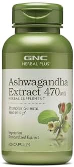 Suplemento GNC Herbal Plus Extracto de Ashwagandha 470mg, Vegetariano, Promueve el Bienestar General, 100 Porciones - imagen 1