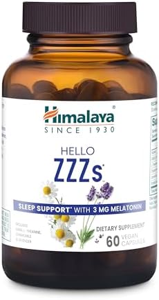 Himalaya Hello ZZZs, Suplemento Herbal para Dormir de 60 Días con Melatonina, GABA, L-Teanina, Lavanda, Manzanilla y Bálamo de Limón - Vegano, No - imagen 1
