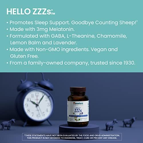 Himalaya Hello ZZZs, Suplemento Herbal para Dormir de 60 Días con Melatonina, GABA, L-Teanina, Lavanda, Manzanilla y Bálamo de Limón - Vegano, No - imagen 3