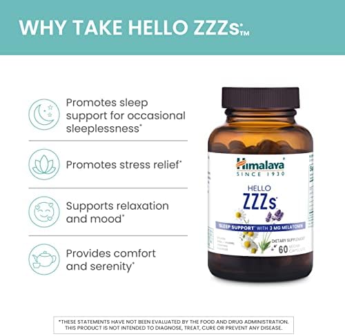 Himalaya Hello ZZZs, Suplemento Herbal para Dormir de 60 Días con Melatonina, GABA, L-Teanina, Lavanda, Manzanilla y Bálamo de Limón - Vegano, No - imagen 4