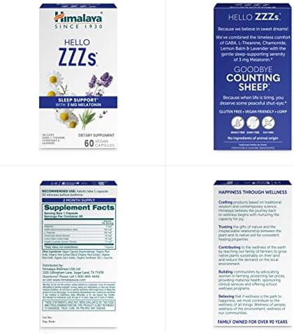 Himalaya Hello ZZZs, Suplemento Herbal para Dormir de 60 Días con Melatonina, GABA, L-Teanina, Lavanda, Manzanilla y Bálamo de Limón - Vegano, No - imagen 8