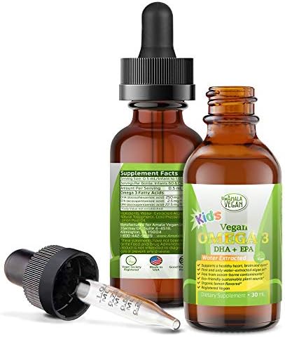 Amala Vegan - Omega 3 para Niños - Suplemento Líquido Orgánico de Limón, Aceite de Algas Vegetal - DHA, EPA, DPA - Salud Inmunológica, Cardiaca y - imagen 1