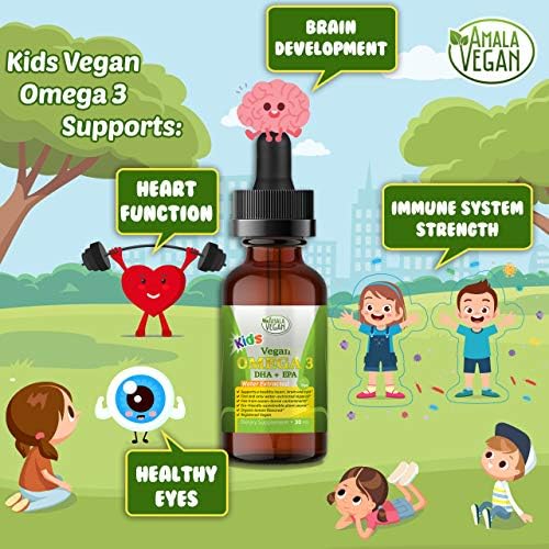 Amala Vegan - Omega 3 para Niños - Suplemento Líquido Orgánico de Limón, Aceite de Algas Vegetal - DHA, EPA, DPA - Salud Inmunológica, Cardiaca y - imagen 3