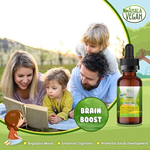 Amala Vegan - Omega 3 para Niños - Suplemento Líquido Orgánico de Limón, Aceite de Algas Vegetal - DHA, EPA, DPA - Salud Inmunológica, Cardiaca y - imagen 4