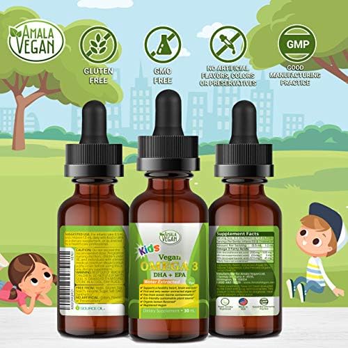 Amala Vegan - Omega 3 para Niños - Suplemento Líquido Orgánico de Limón, Aceite de Algas Vegetal - DHA, EPA, DPA - Salud Inmunológica, Cardiaca y - imagen 5