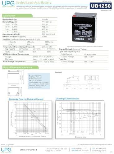 Batería SLA Universal UB1250 D5741 12V/5AH .187 Tt - imagen 5
