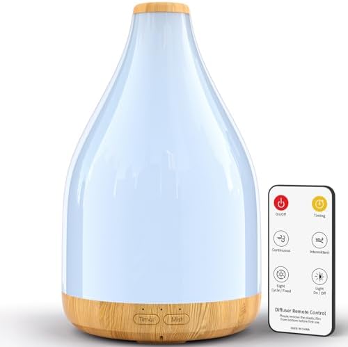 Difusor de Aceites Esenciales KinYiLO Grande de 300ML, Humidificador Ultrasonico con Luz Ambiental y Temporizador, Decoración Moderna, Color Café - imagen 1
