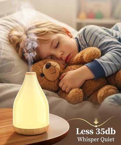 Difusor de Aceites Esenciales KinYiLO Grande de 300ML, Humidificador Ultrasonico con Luz Ambiental y Temporizador, Decoración Moderna, Color Café - imagen 4