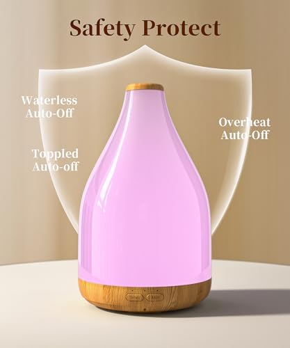 Difusor de Aceites Esenciales KinYiLO Grande de 300ML, Humidificador Ultrasonico con Luz Ambiental y Temporizador, Decoración Moderna, Color Café - imagen 7