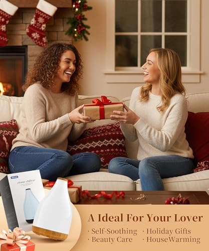 Difusor de Aceites Esenciales KinYiLO Grande de 300ML, Humidificador Ultrasonico con Luz Ambiental y Temporizador, Decoración Moderna, Color Café - imagen 8