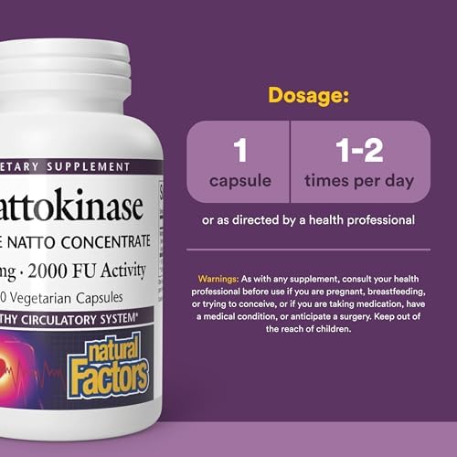 Natural Factors - Nattokinasa 100mg, Apoya la Salud Circulatoria, 60 Cápsulas Vegetarianas - imagen 3