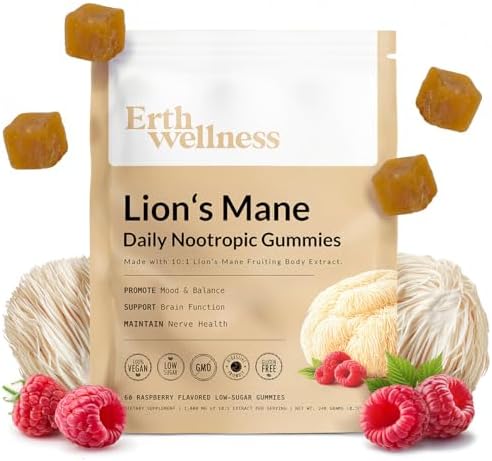 Gomitas de Hongo Lion’s Mane de Erth Wellness – 1000mg de Extracto por Porción – Apoyo para el Cerebro y la Concentración – Nootrópico Diario – - imagen 1