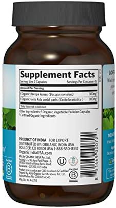 Suplemento Herbal ORGANIC INDIA Memory - Apoya la Claridad Mental, Sistema Nervioso Saludable, Inmunidad, Vegano, Sin Gluten, Kosher, Orgánico USDA, - imagen 2