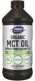 NOW Sports Nutrition, Aceite MCT Orgánico (Triglicéridos de Cadena Media) en Plástico, 16 Onzas - imagen 1