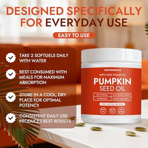 Aceite de Semilla de Calabaza Nutra Essence con Saw Palmetto - Aceite Virgen Prensado en Frío, Rico en Ácidos Grasos Esenciales y Fitoesteroles - - imagen 3