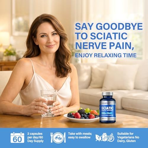 Cápsulas para el Nervio Ciático, Suplemento de Soporte Nervioso con 300mg de Ácido Alfa Lipoico y Vitaminas B, 120 Cápsulas para Comodidad en Cadera, - imagen 5