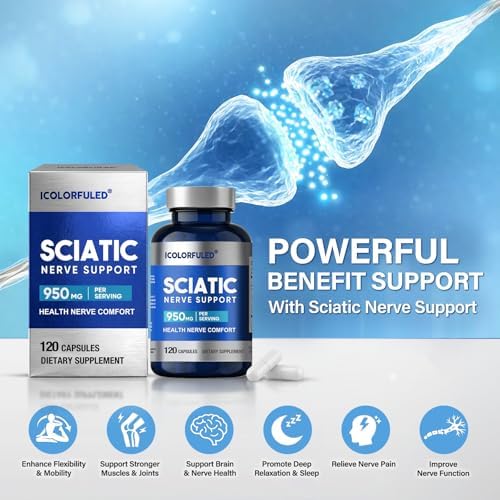 Cápsulas para el Nervio Ciático, Suplemento de Soporte Nervioso con 300mg de Ácido Alfa Lipoico y Vitaminas B, 120 Cápsulas para Comodidad en Cadera, - imagen 8