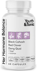 Youth & Tonic Suplemento Hormonal para Mujeres – Balance Hormonal y Apoyo en Perimenopausia, Fórmula Herbal No Hormonal con Cohosh Negro, 60 Cápsulas - imagen 1